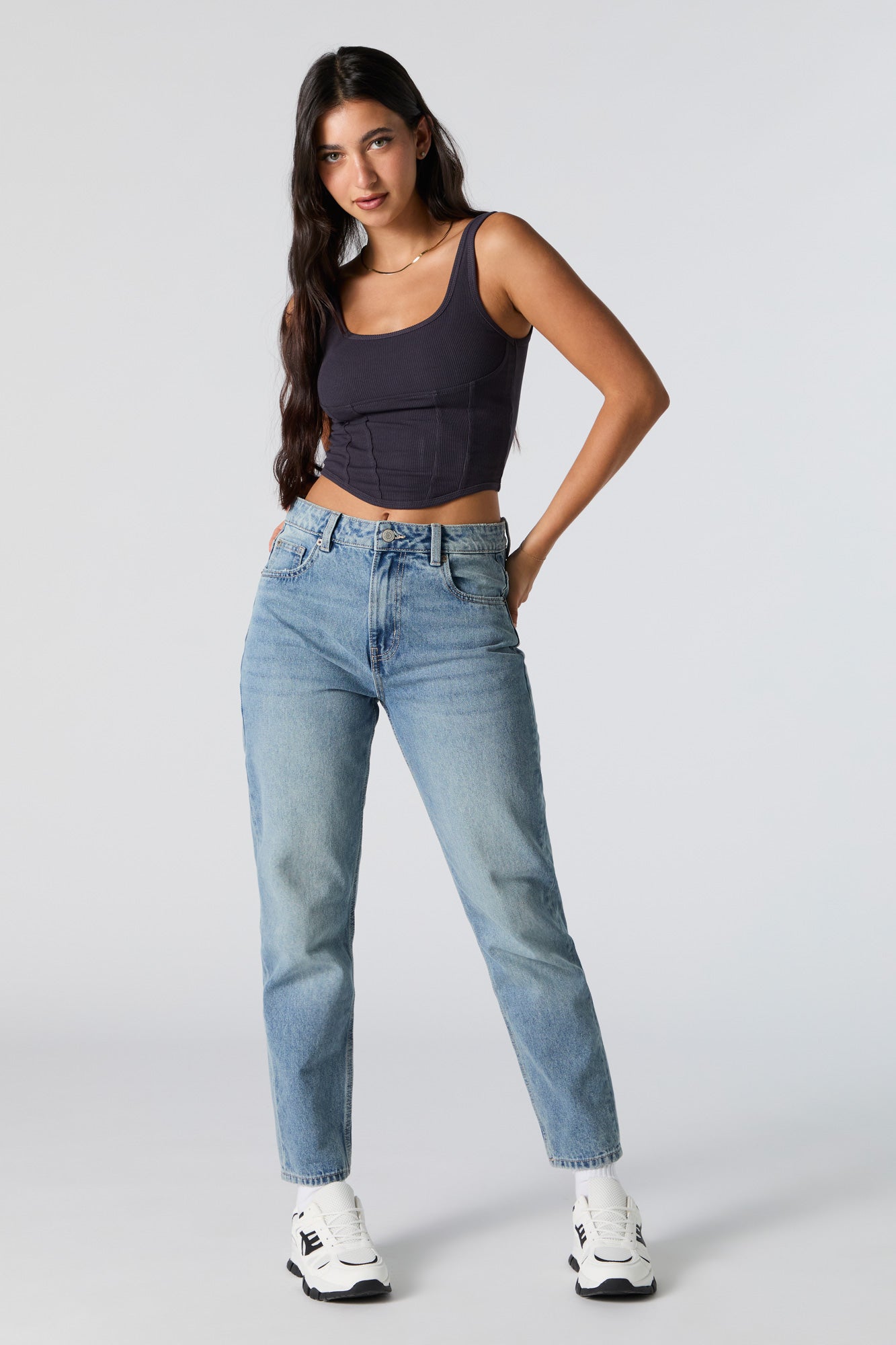 High Rise Medium Wash Mom Jean