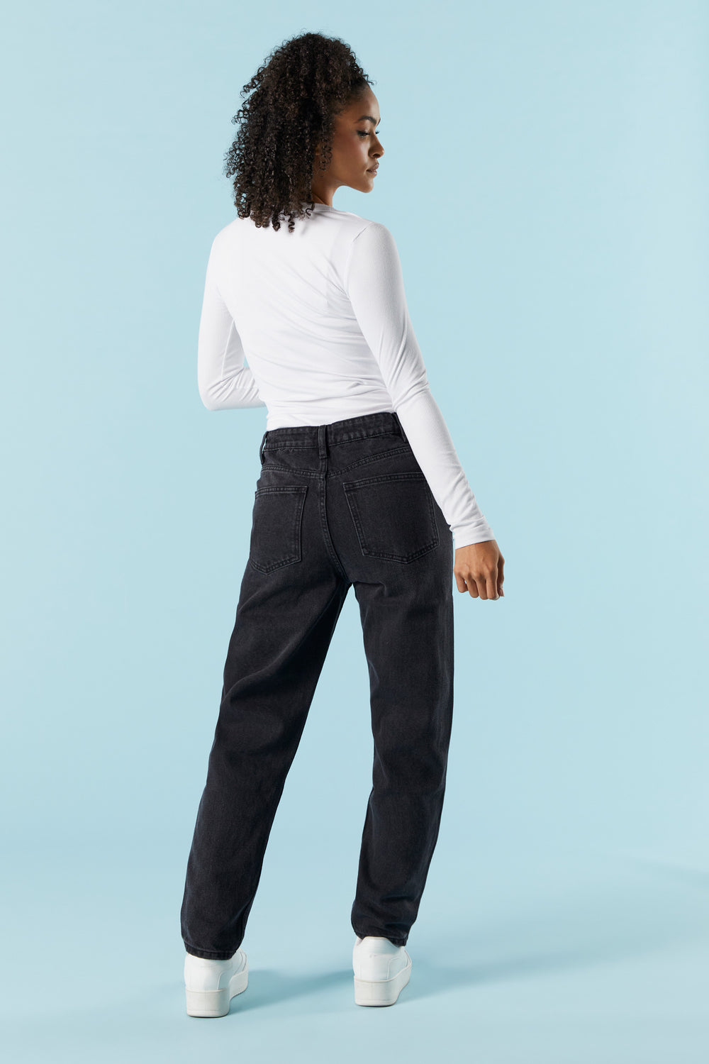 Black Wash Denim Mom Jean Black Wash Denim Mom Jean 3