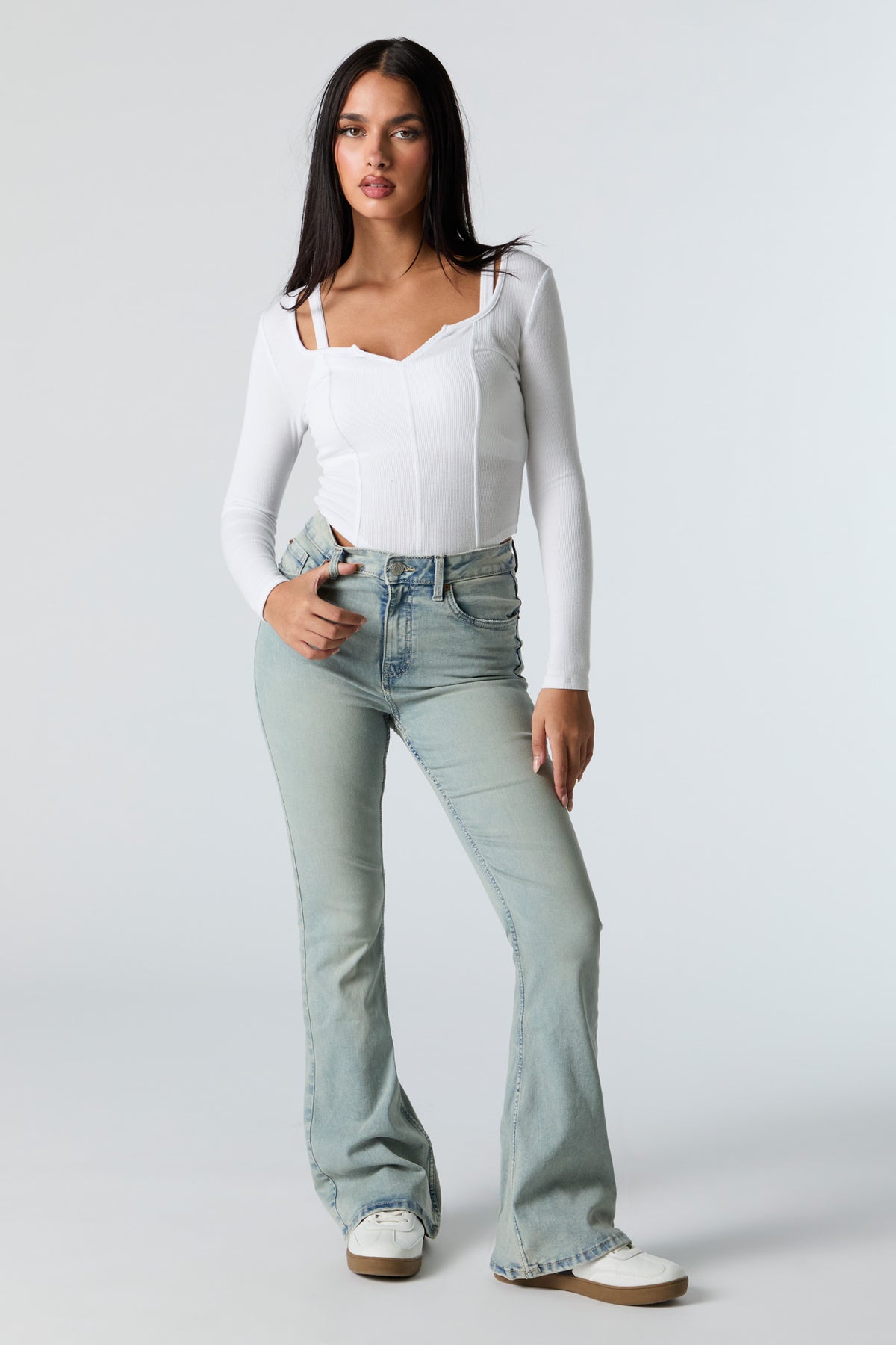 Vintage Medium Wash High Rise Flare Jean