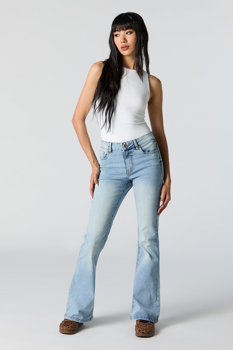 Medium Wash Mid Rise Flare Jean