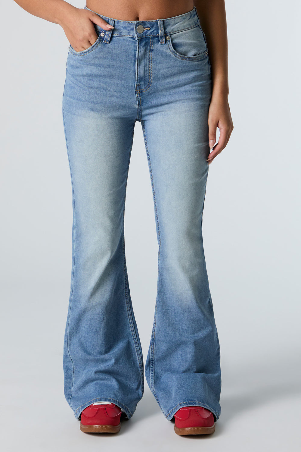 Medium Wash High Rise Flare Jean Medium Wash High Rise Flare Jean 2