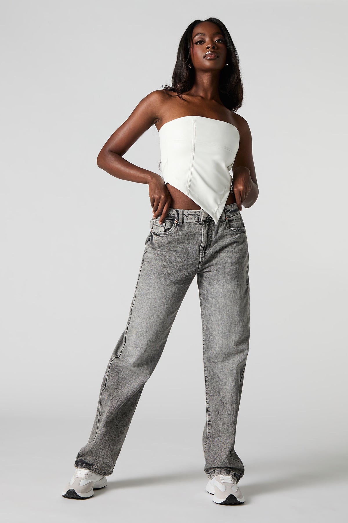 Grey Wash Slouchy Straight Leg Jean