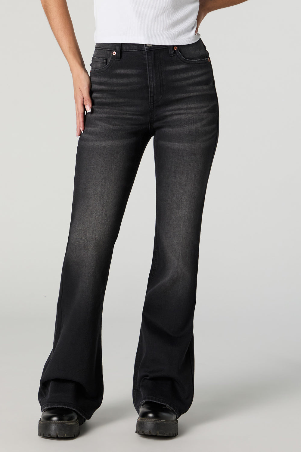 Austin Black Vintage Wash High-Rise Flare Jean Austin Black Vintage Wash High-Rise Flare Jean 2