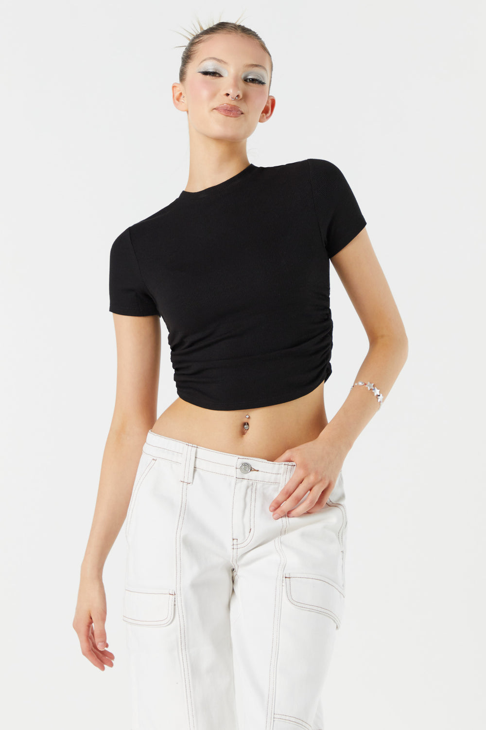Ribbed Side Cinched Crop Top Ribbed Side Cinched Crop Top 4