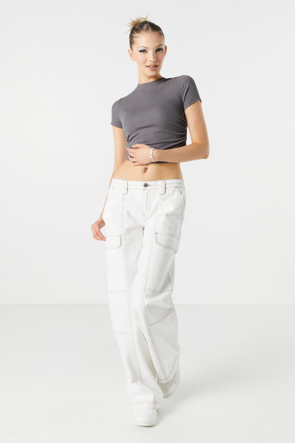 Ribbed Side Cinched Crop Top Ribbed Side Cinched Crop Top 9