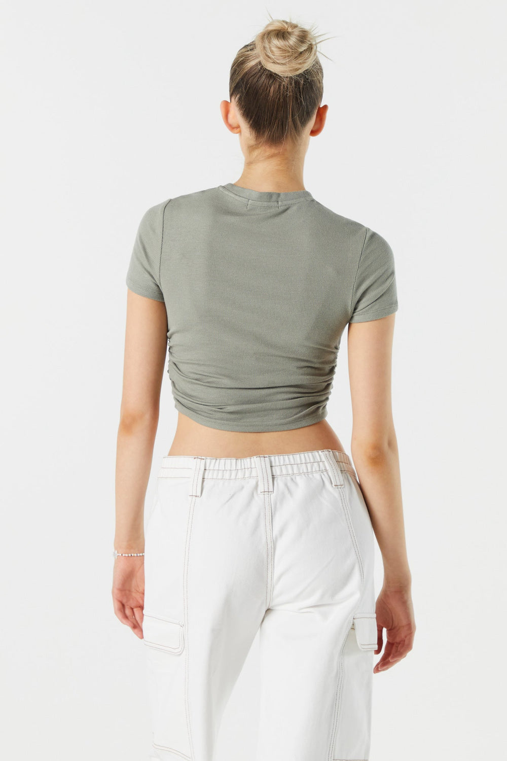Side Cinched Ribbed Crop Top Side Cinched Ribbed Crop Top 2