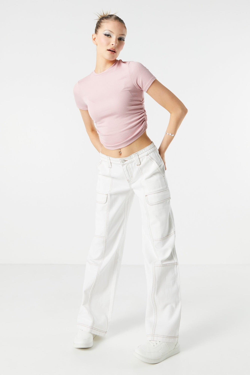 Side Cinched Ribbed Crop Top Side Cinched Ribbed Crop Top 9