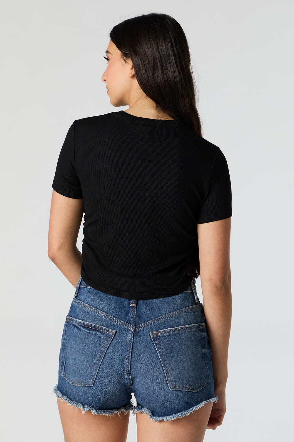 Ribbed Side Cinched Cropped T-Shirt Ribbed Side Cinched Cropped T-Shirt 6