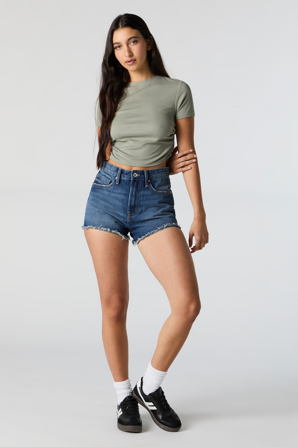 Ribbed Side Cinched Cropped T-Shirt Ribbed Side Cinched Cropped T-Shirt 13