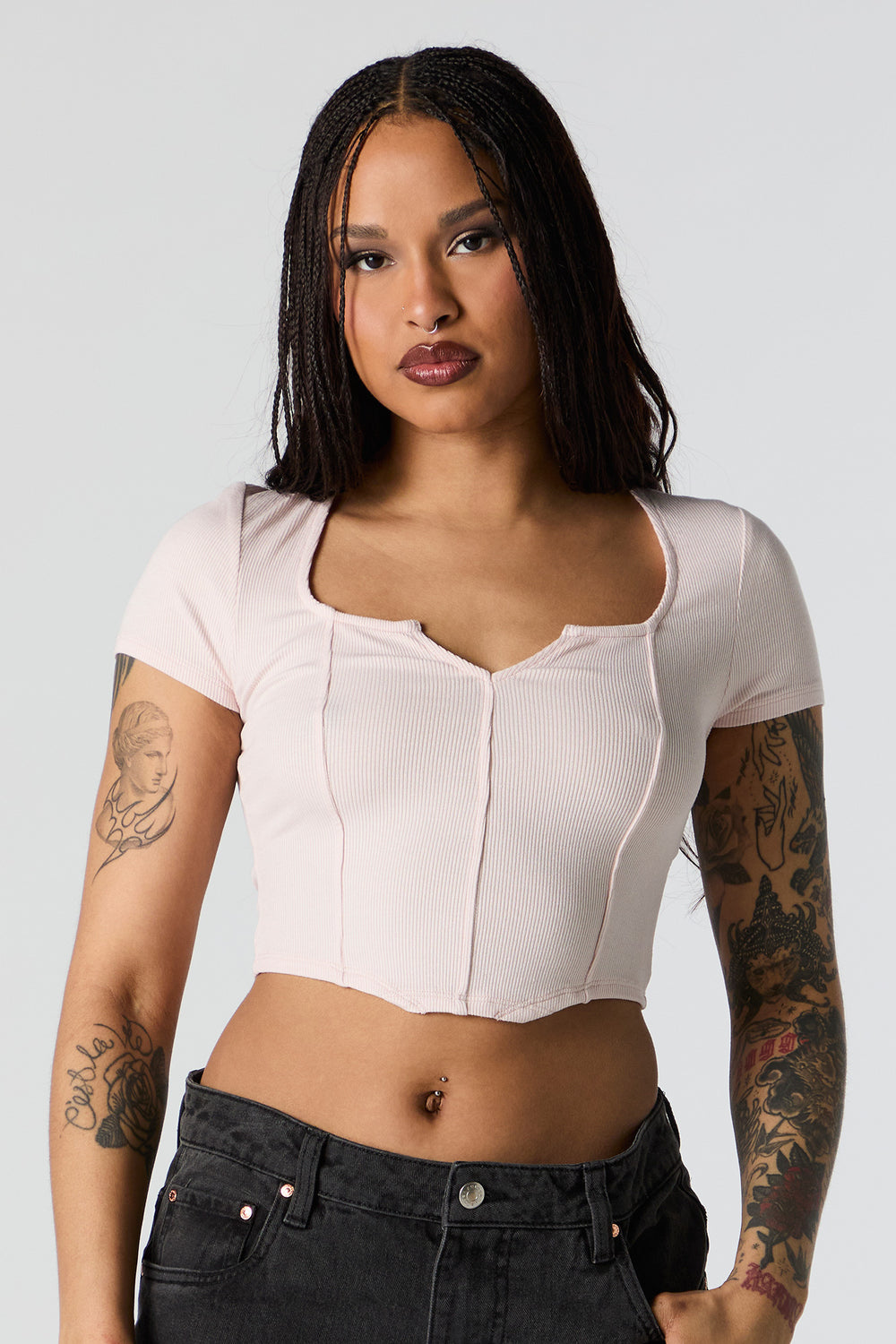 Ribbed Corset Short Sleeve Crop Top Ribbed Corset Short Sleeve Crop Top 19