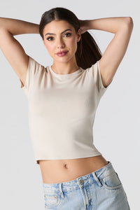 Cropped Ribbed T-Shirt