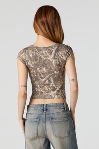 Ribbed Scoop Neck Cap Sleeve Top