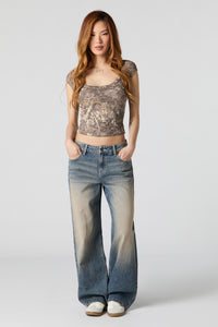 Ribbed Scoop Neck Cap Sleeve Top