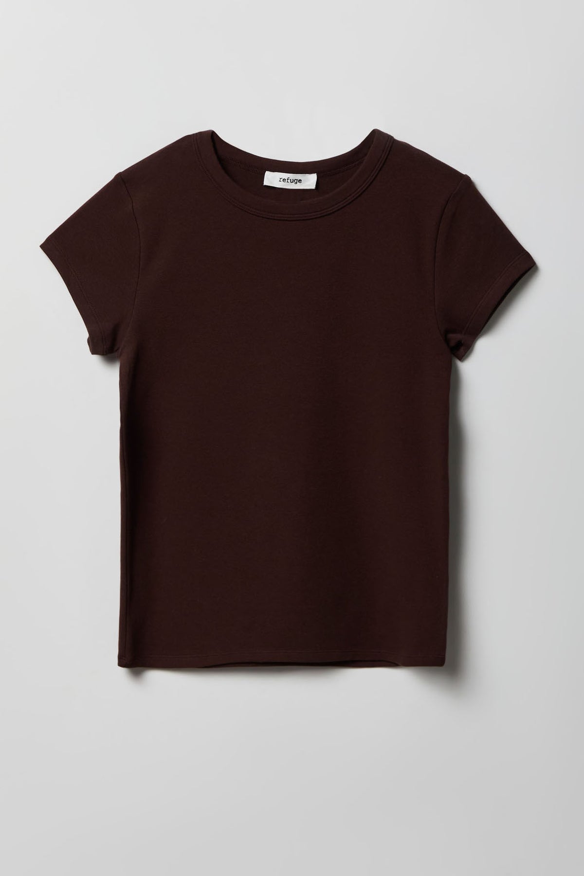 Ribbed Crewneck T-Shirt - Brown