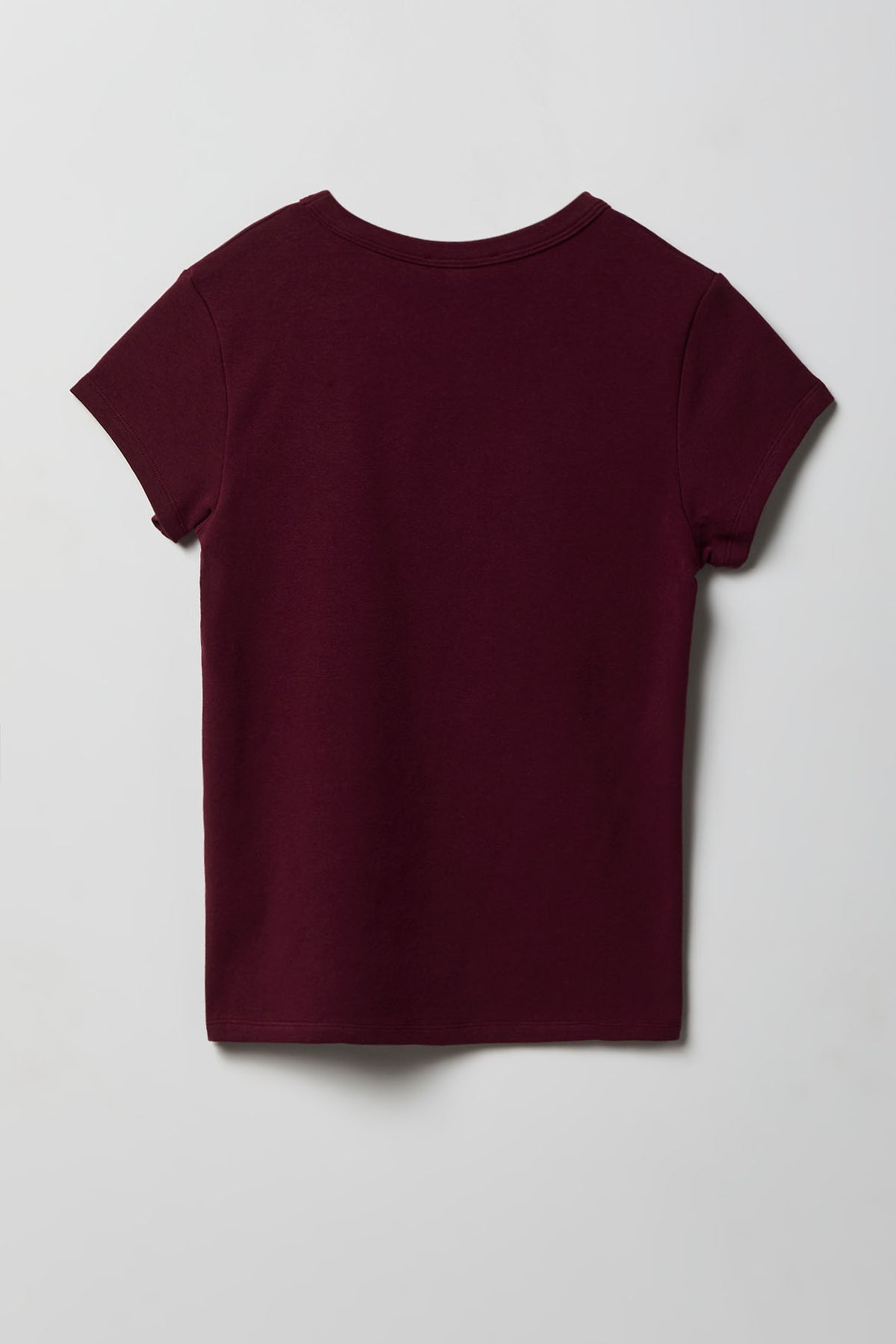 Alt View 2. Ribbed Crewneck T-Shirt - Burgundy