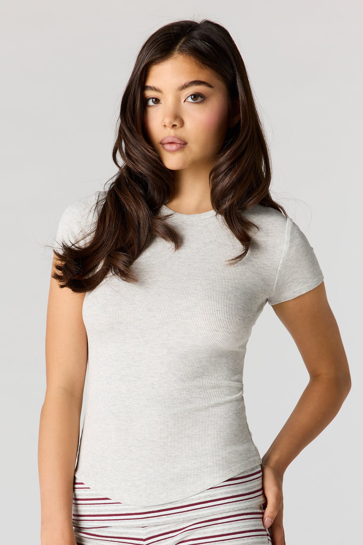 Ribbed T-Shirt - Heather Grey
