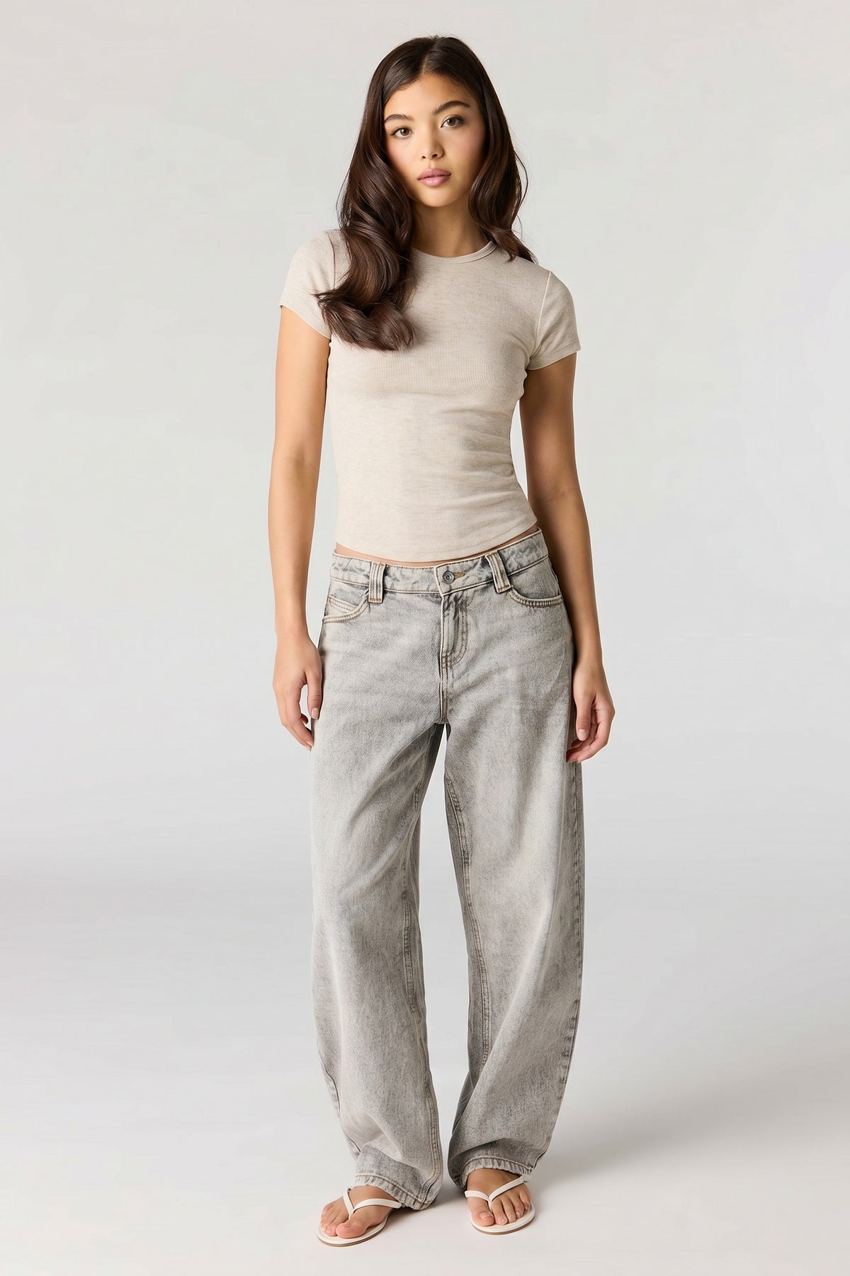Alt View 3. Ribbed T-Shirt - Oatmeal
