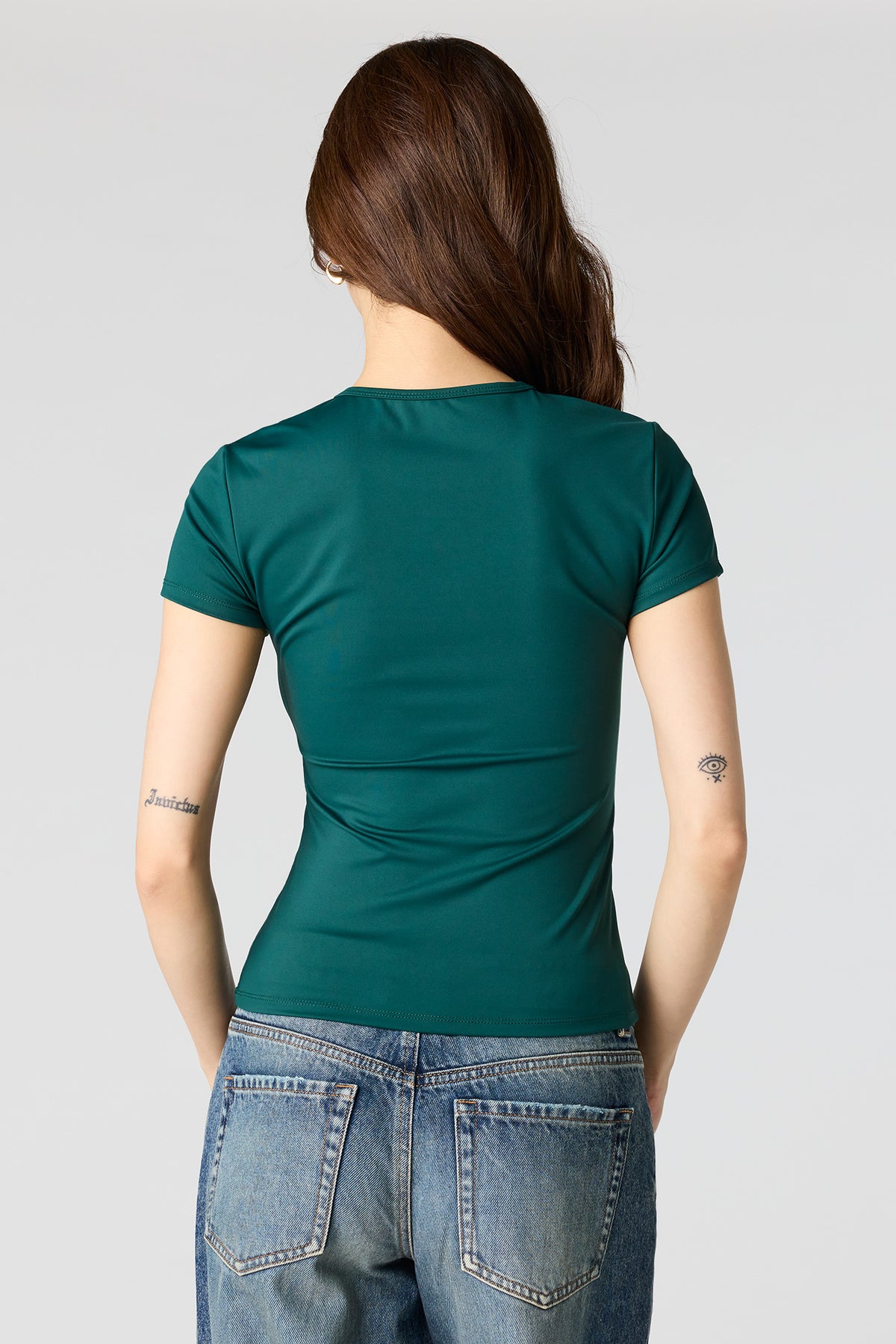 Alt View 2. Luxe Heavy Contour Crew T-Shirt - Hunter Green