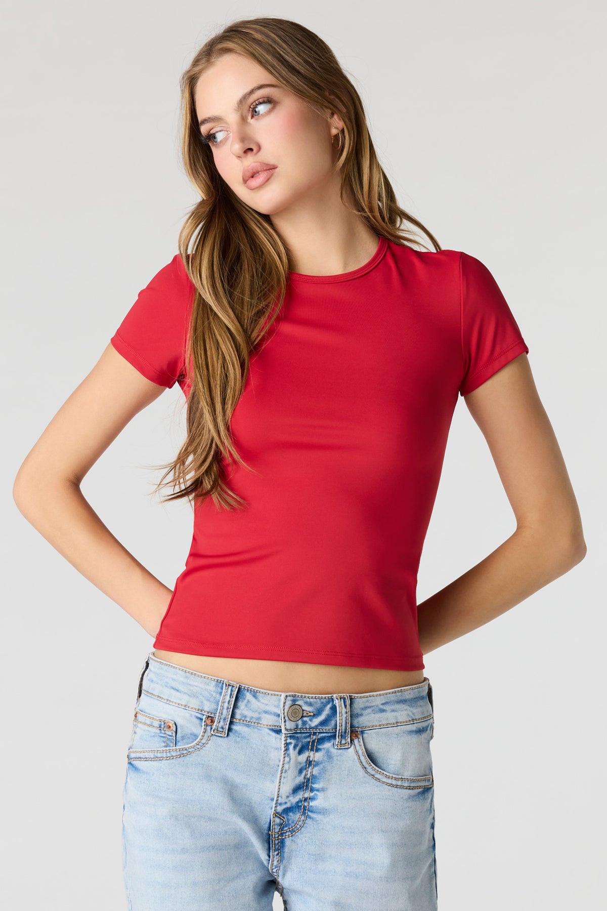 Luxe Heavy Contour Crew T-Shirt - Red
