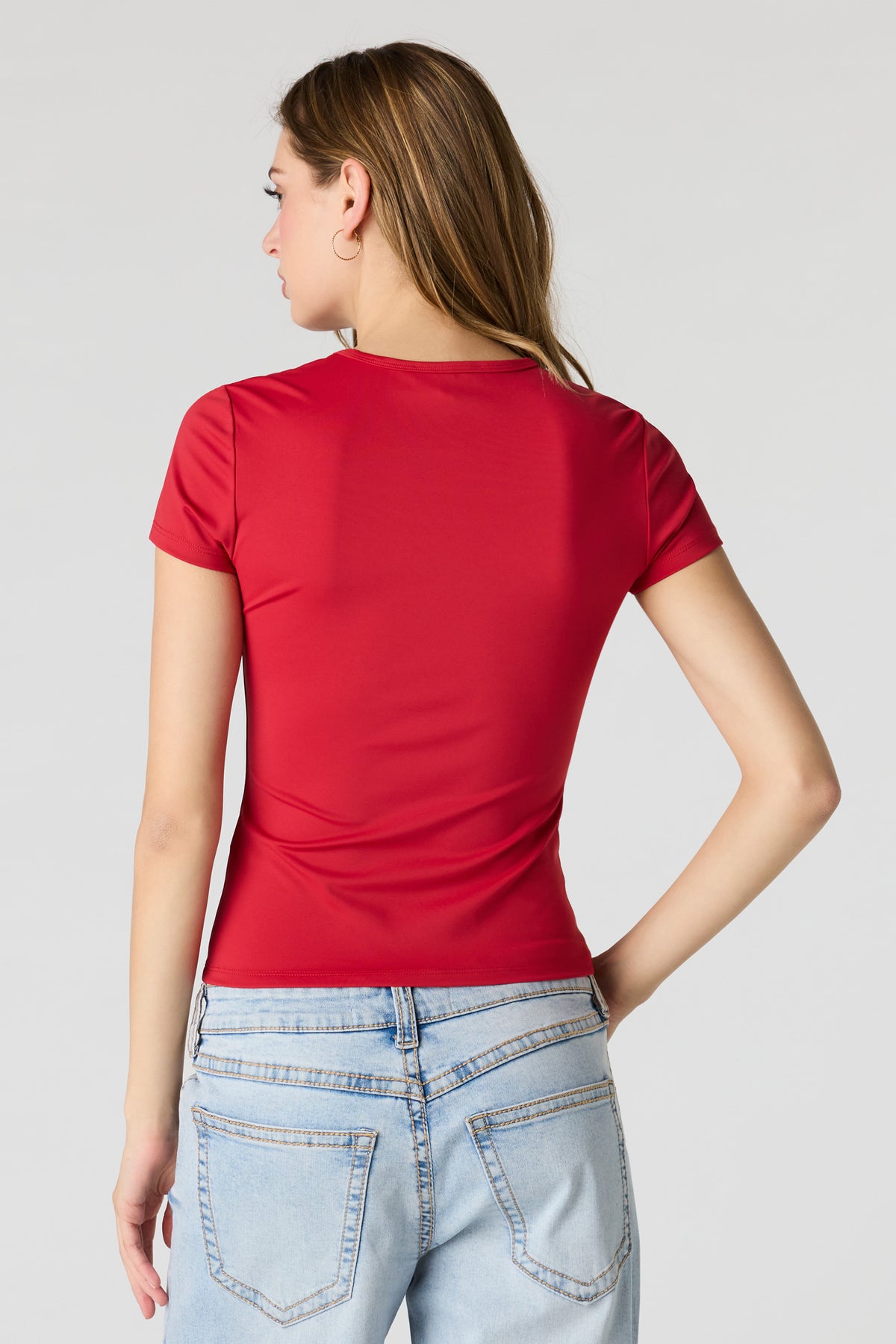 Alt View 2. Luxe Heavy Contour T-Shirt - Red