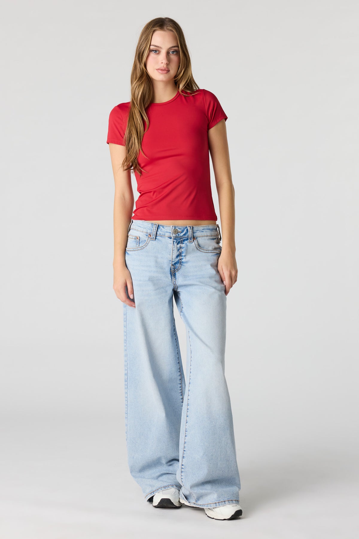 Alt View 3. Luxe Heavy Contour T-Shirt - Red