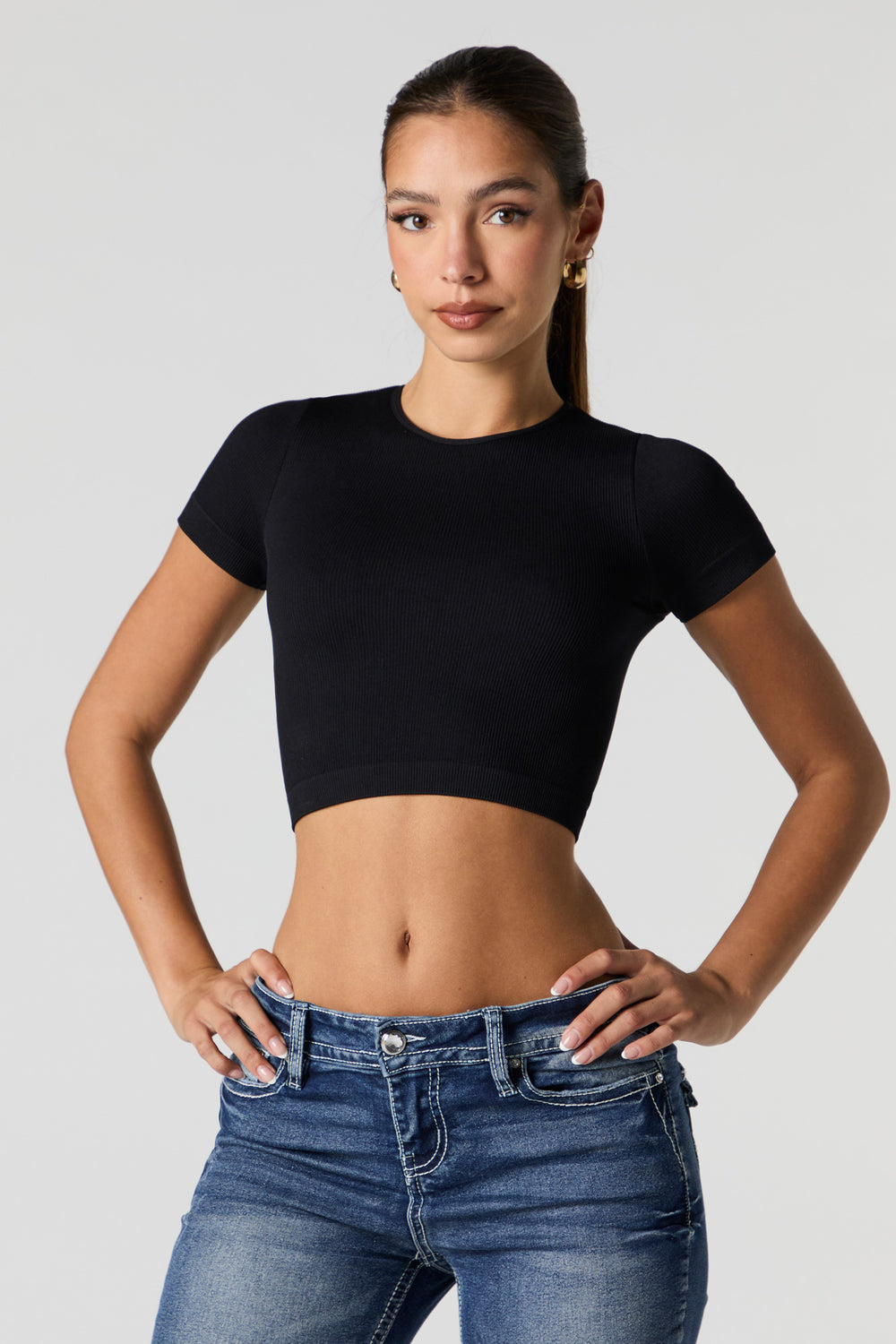 Seamless Ribbed Cropped T-Shirt Seamless Ribbed Cropped T-Shirt 4