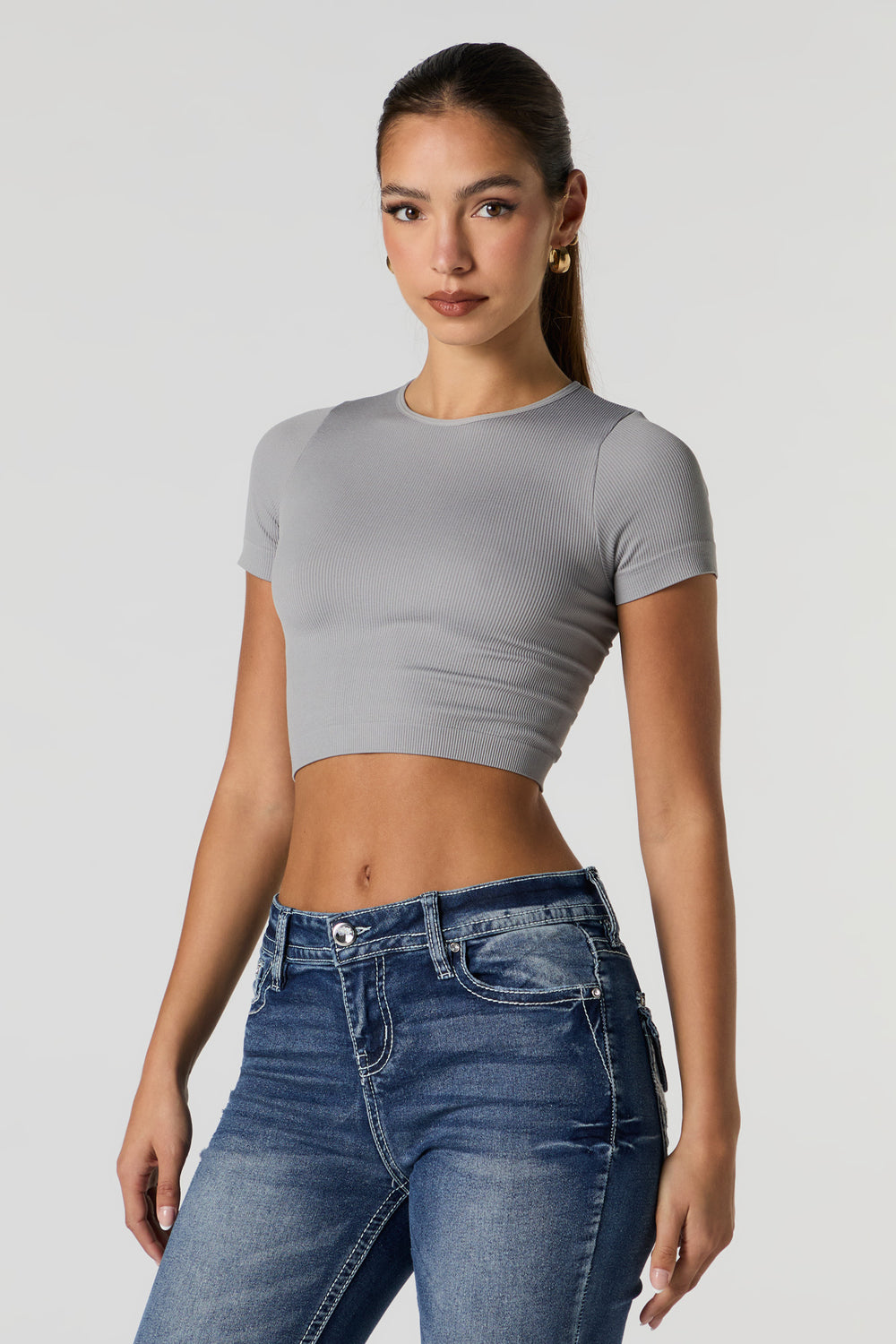 Seamless Ribbed Cropped T-Shirt Seamless Ribbed Cropped T-Shirt 7