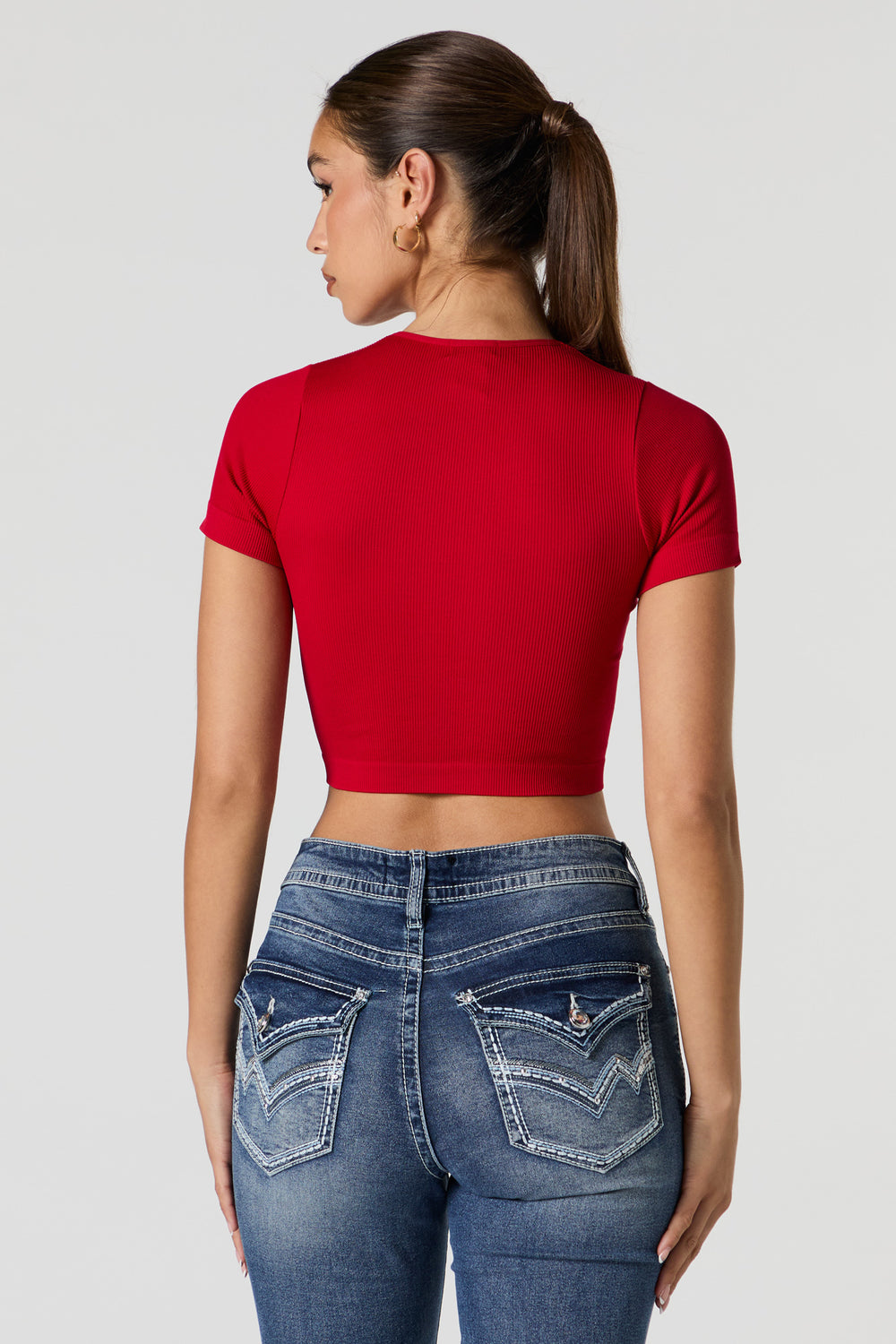 Seamless Ribbed Cropped T-Shirt Seamless Ribbed Cropped T-Shirt 17