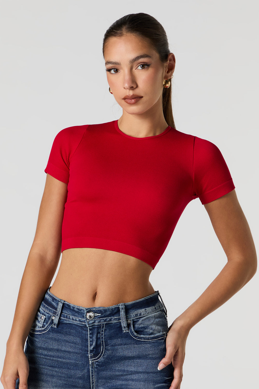 Seamless Ribbed Cropped T-Shirt Seamless Ribbed Cropped T-Shirt 16