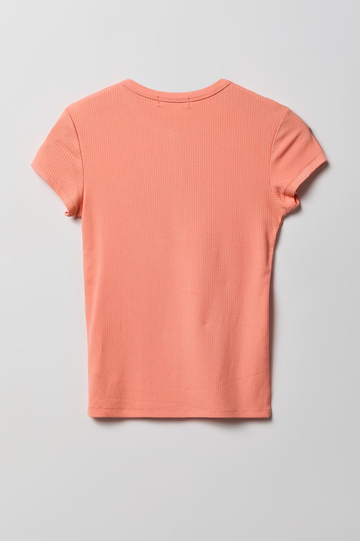 Alt View 2. Ribbed Classic Henley Top - Coral