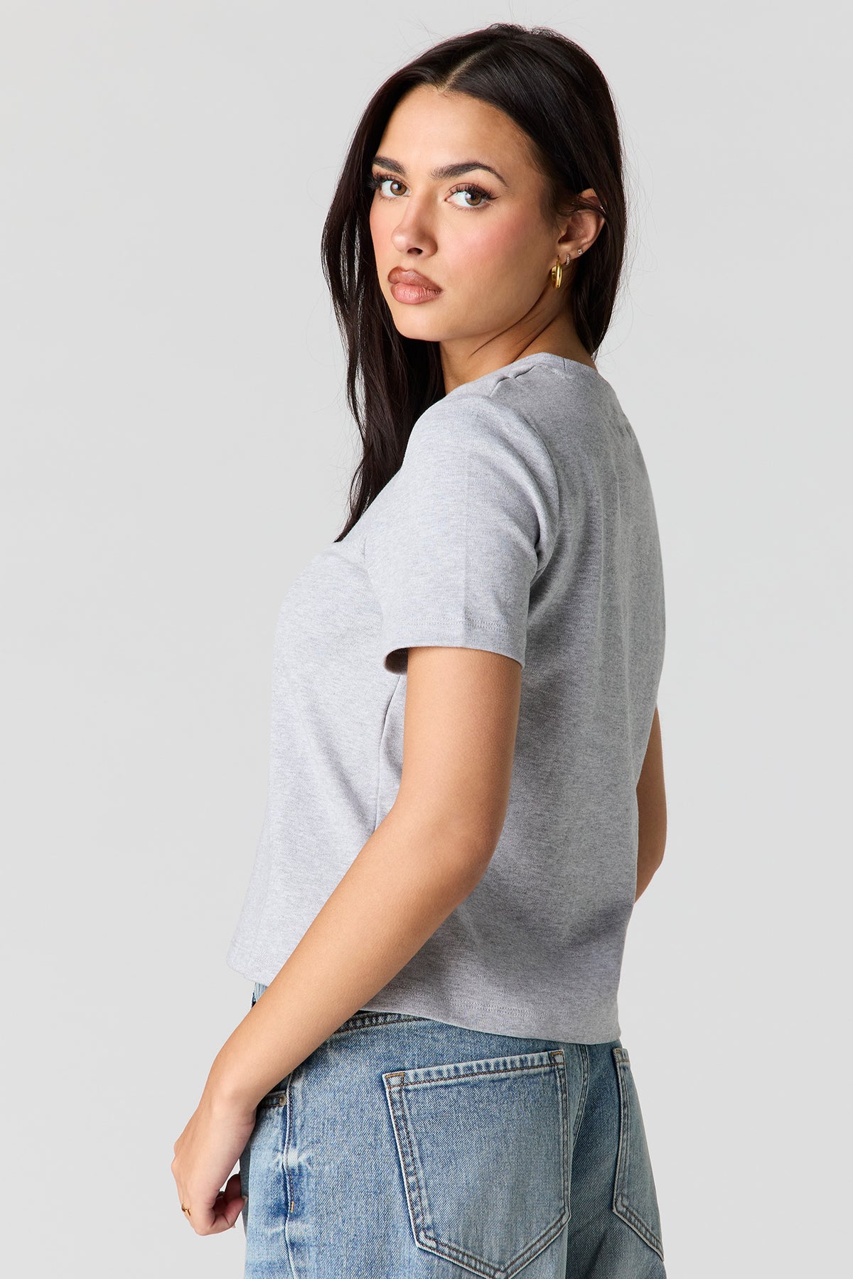 Alt View 2. Luxe Heavy Cotton T-Shirt - Heather Grey