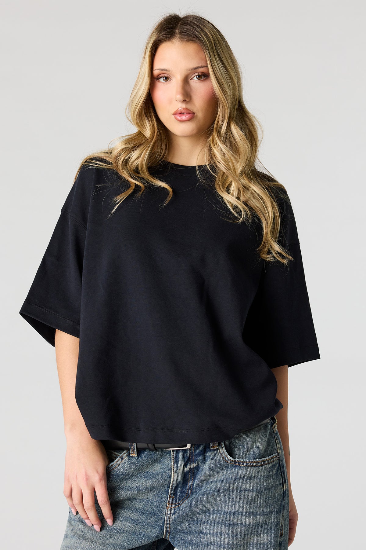 Luxe Heavy Cotton Boyfriend T-Shirt - Black