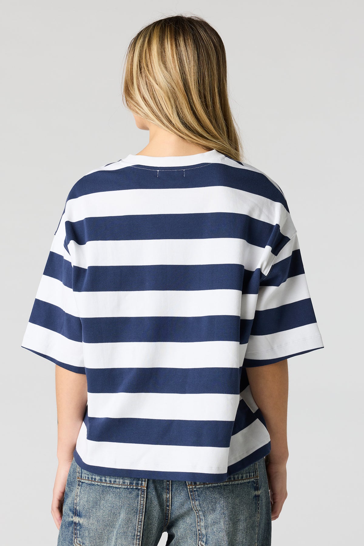 Alt View 2. Luxe Heavy Cotton Boyfriend T-Shirt - Ocean Blue