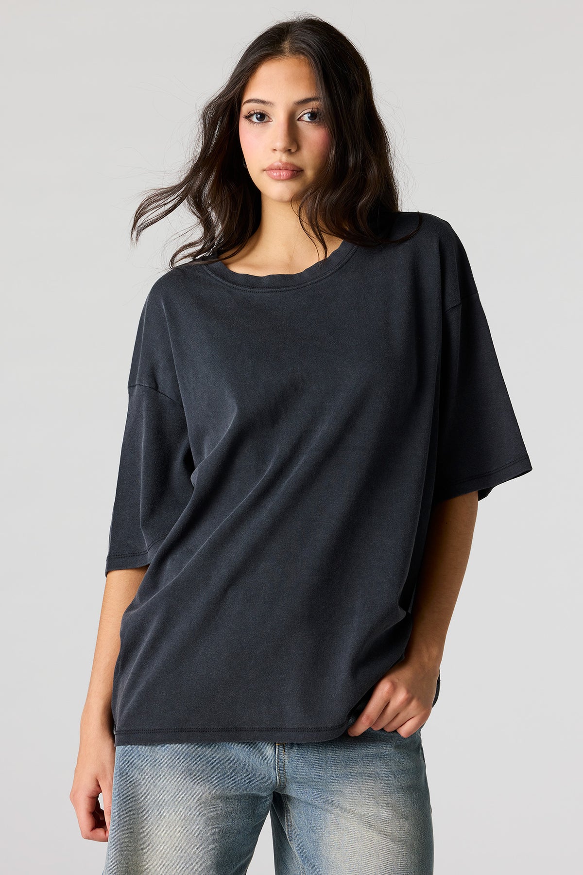 Luxe Heavy Cotton Oversized Boxy T-Shirt - Black
