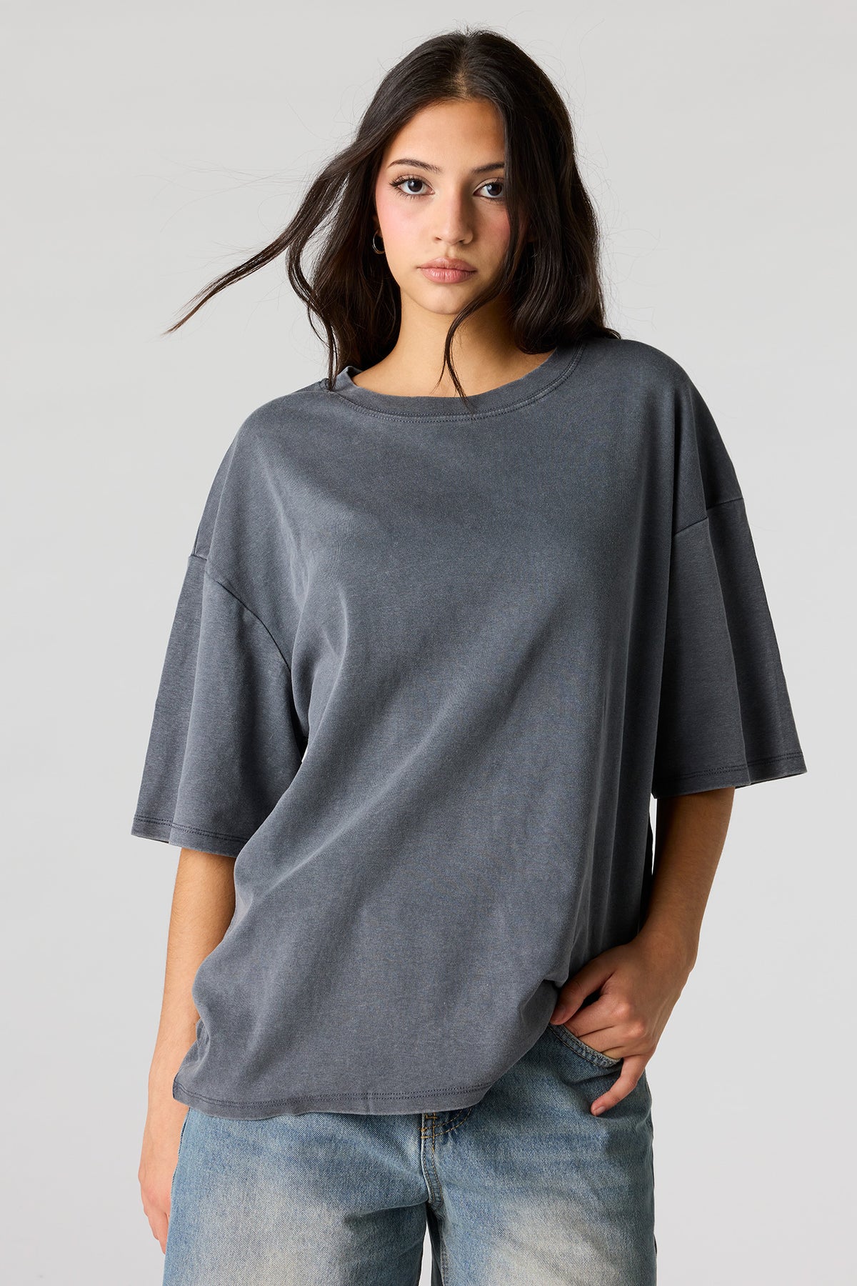 Luxe Heavy Cotton Oversized Boxy T-Shirt - Dark Grey