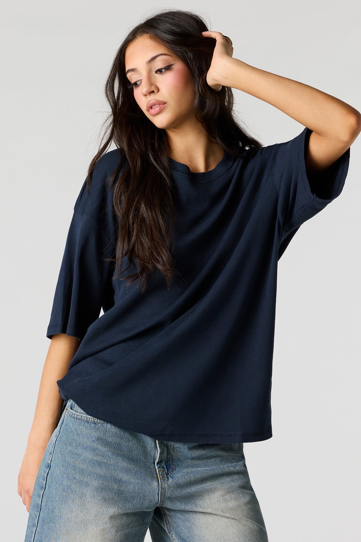 Luxe Heavy Cotton Oversized Boxy T-Shirt - Navy