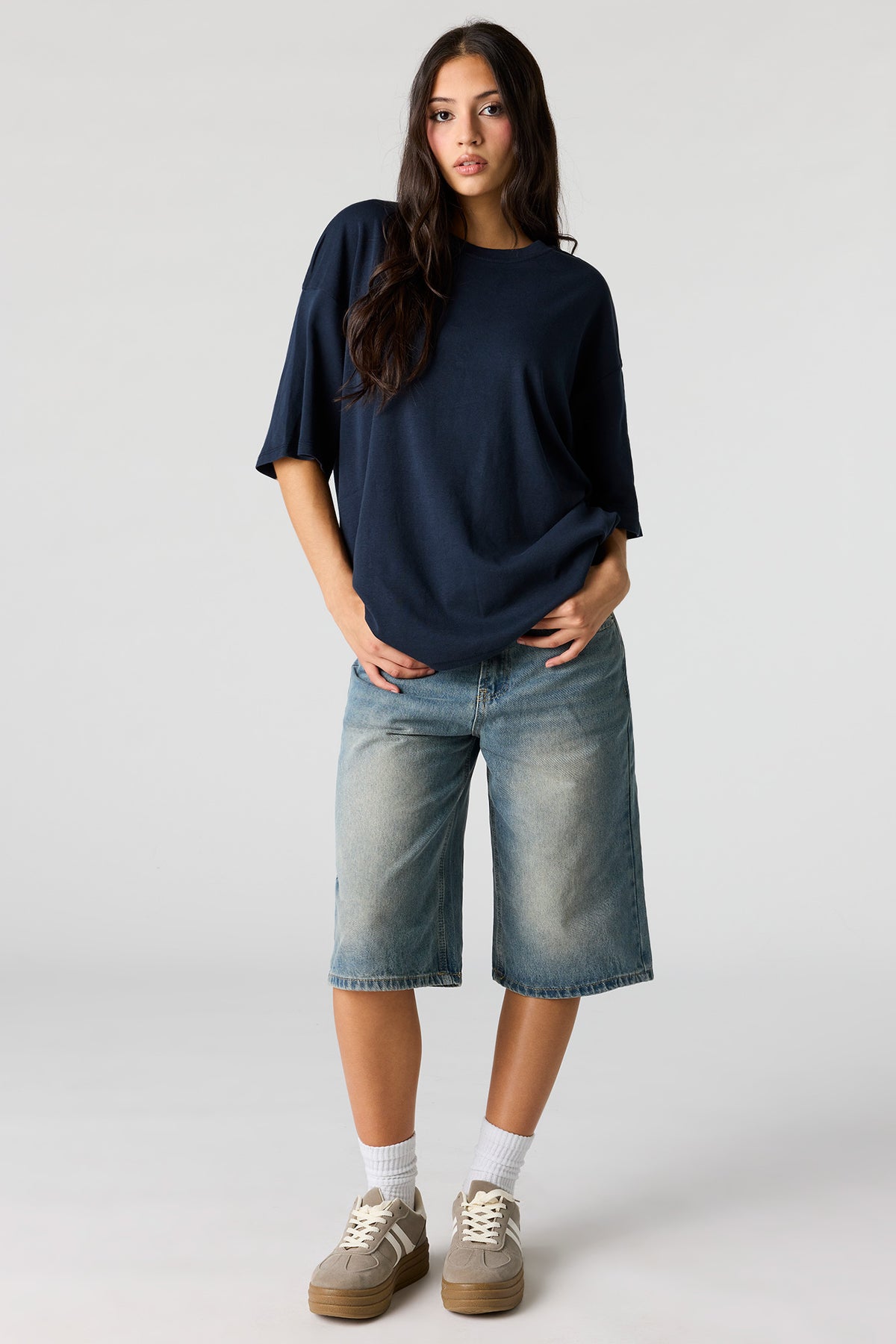 Alt View 3. Luxe Heavy Cotton Oversized Boxy T-Shirt - Navy