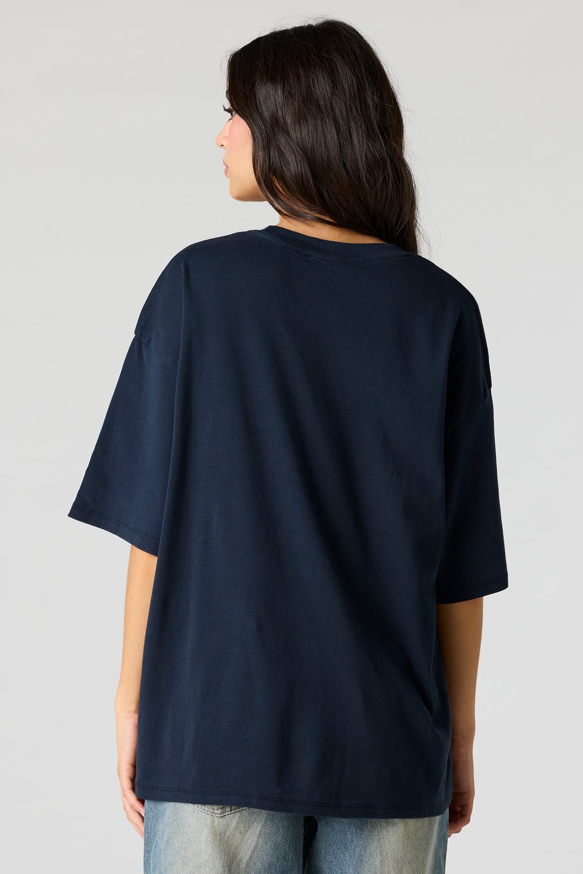 Alt View 2. Luxe Heavy Cotton Oversized Boxy T-Shirt - Navy