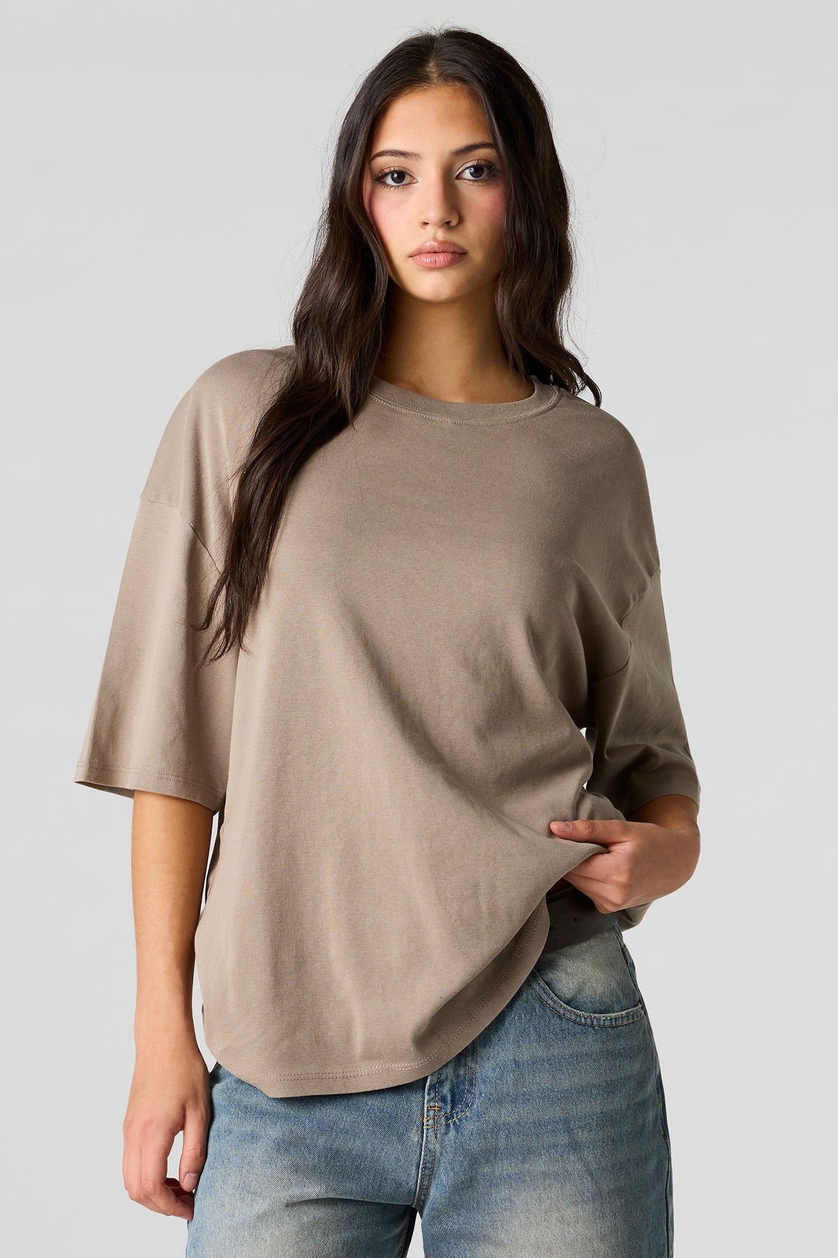 Luxe Heavy Cotton Oversized Boxy T-Shirt - Taupe