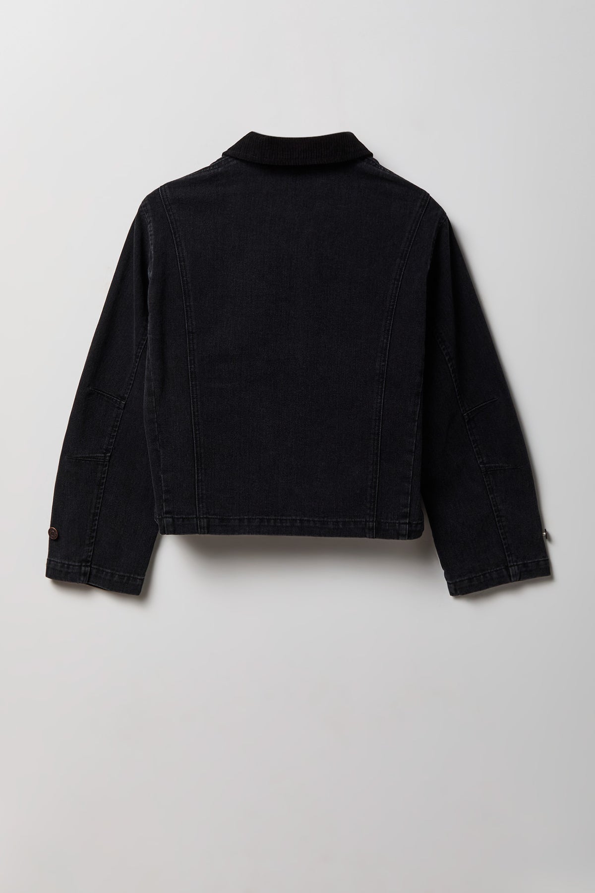 Alt View 2. Denim Bomber Jacket - Black