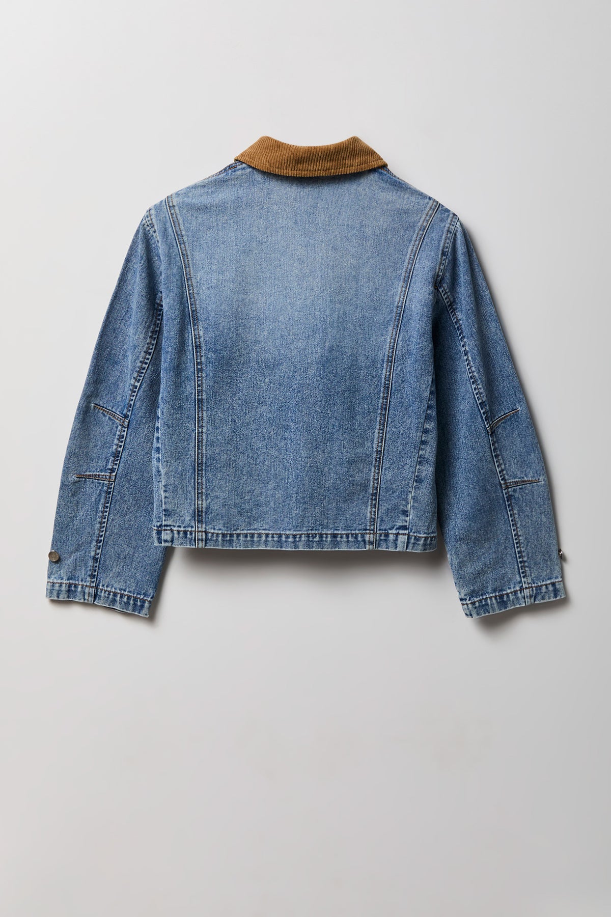Alt View 2. Denim Bomber Jacket - Medium Blue