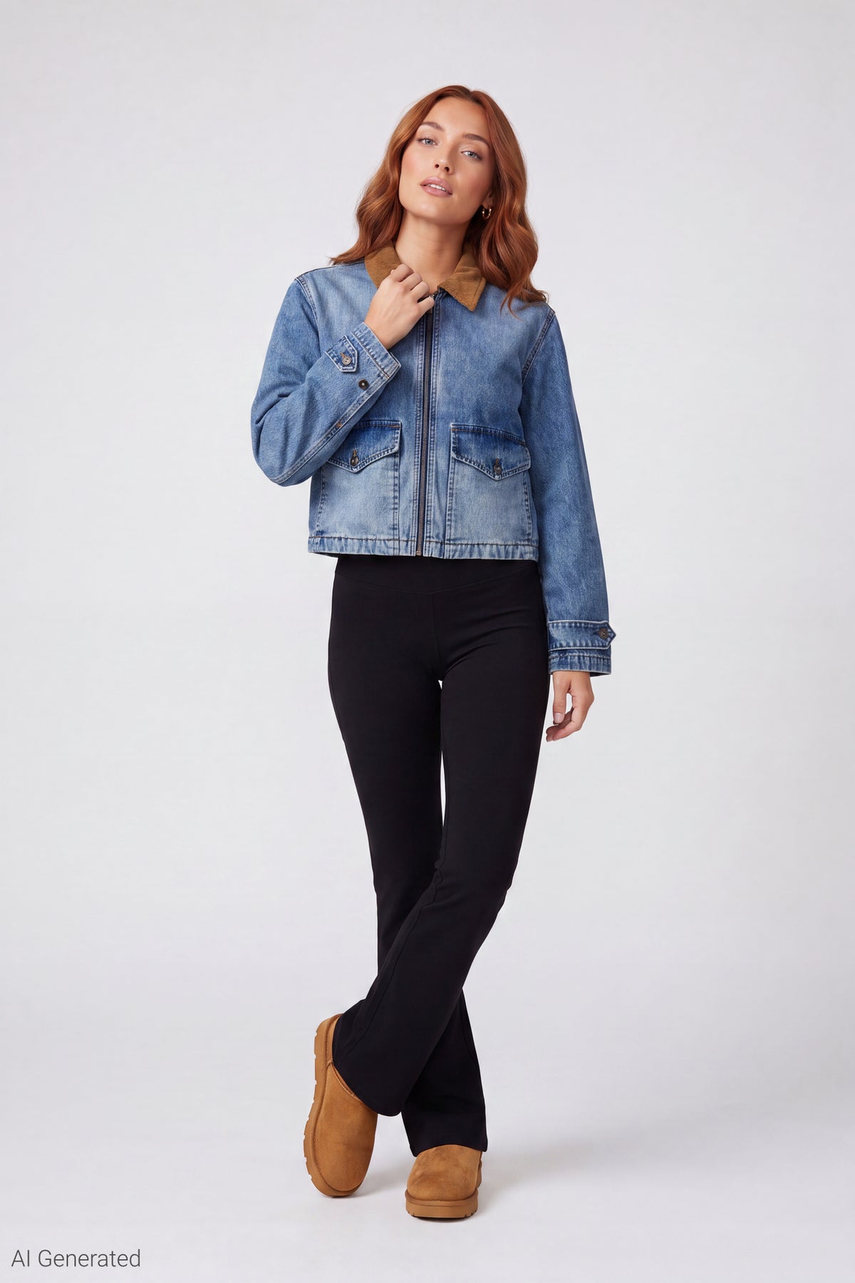 Alt View 2. Denim Bomber Jacket - Medium Blue