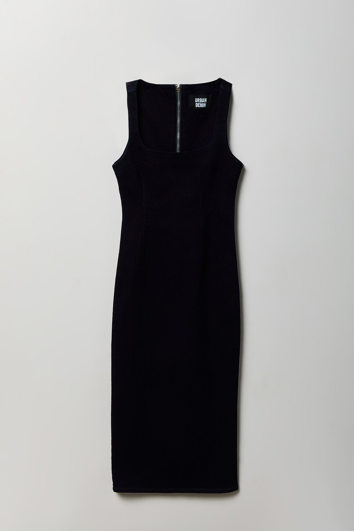 Denim Square Neck Maxi Dress - Rinse Denim