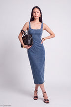 Denim Square Neck Maxi Dress
