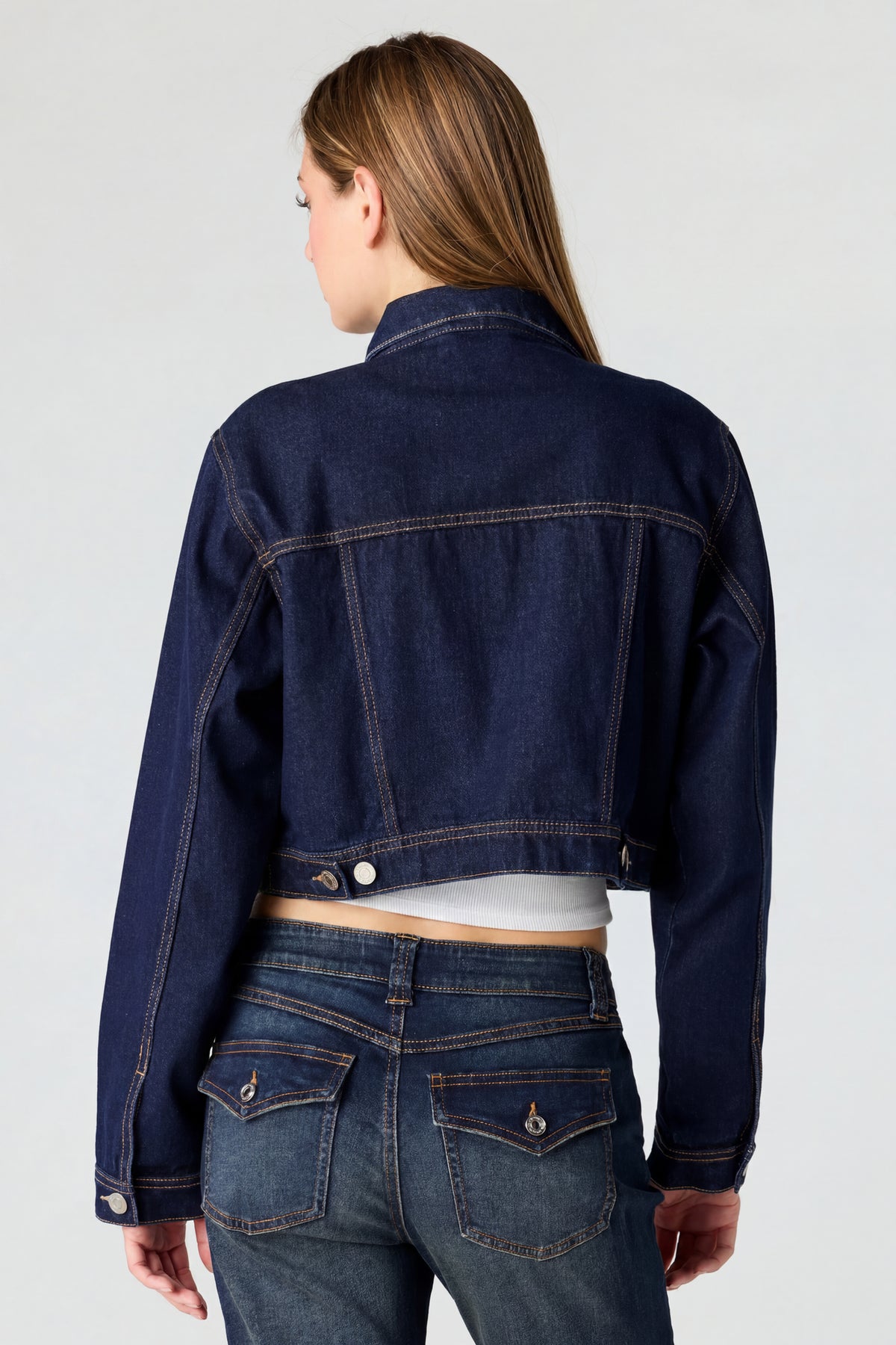 Alt View 3. Cropped Denim Jacket - Rinse Denim