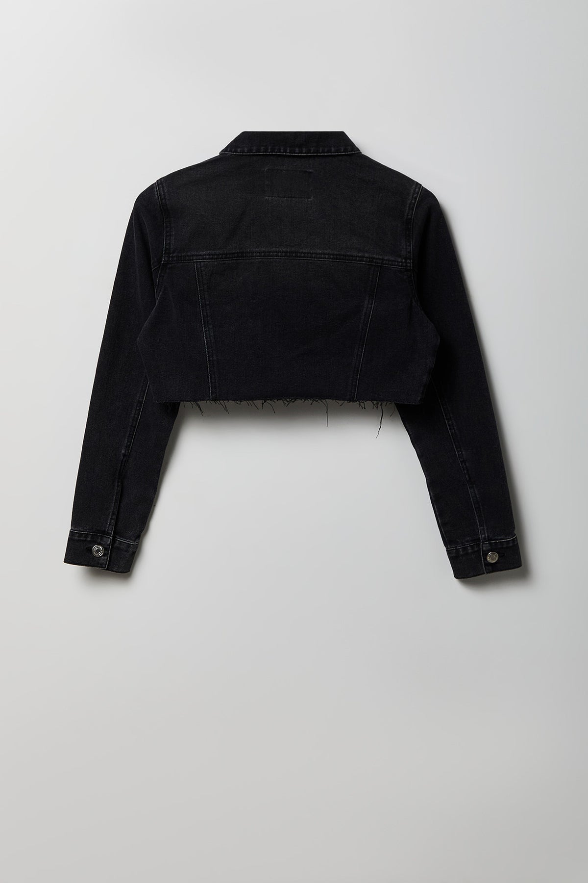 Alt View 2. Cropped Ripped Denim Jacket - Black