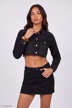 Cropped Ripped Denim Jacket
