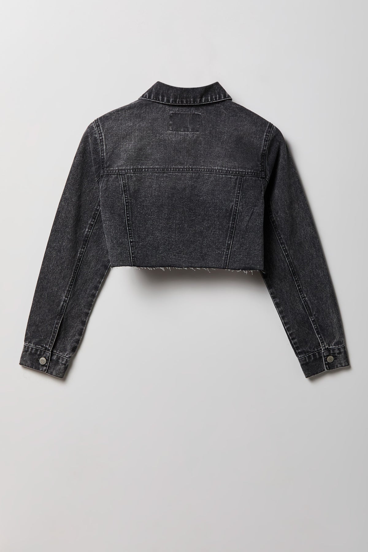 Alt View 5. Cropped Ripped Denim Jacket - Charcoal