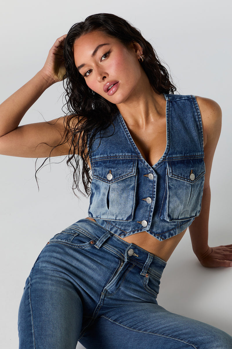 Denim Cargo Vest