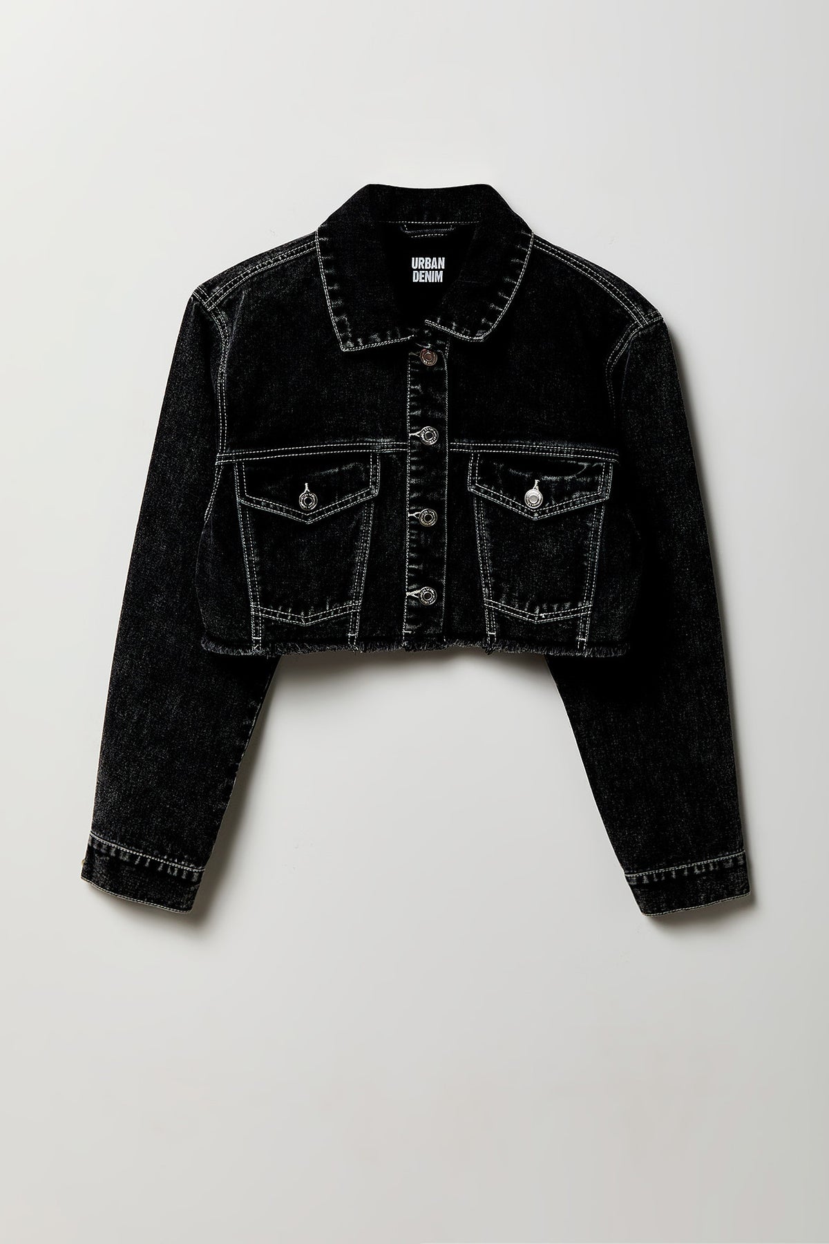 Cropped Denim Jacket - Black